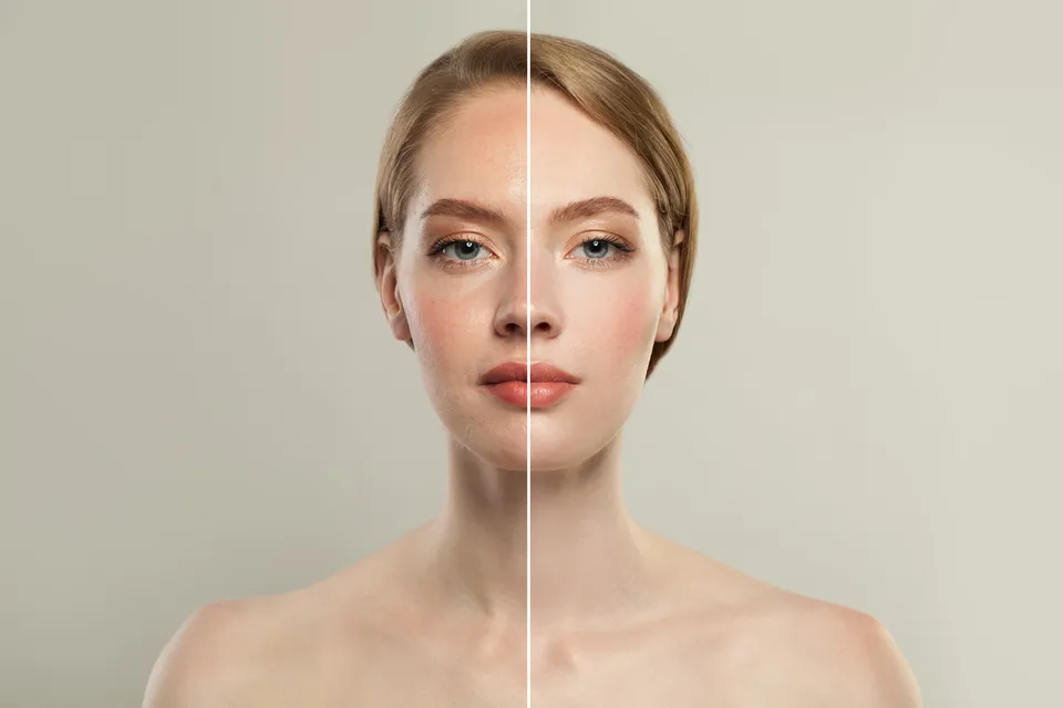 model muda wanita muka retouching